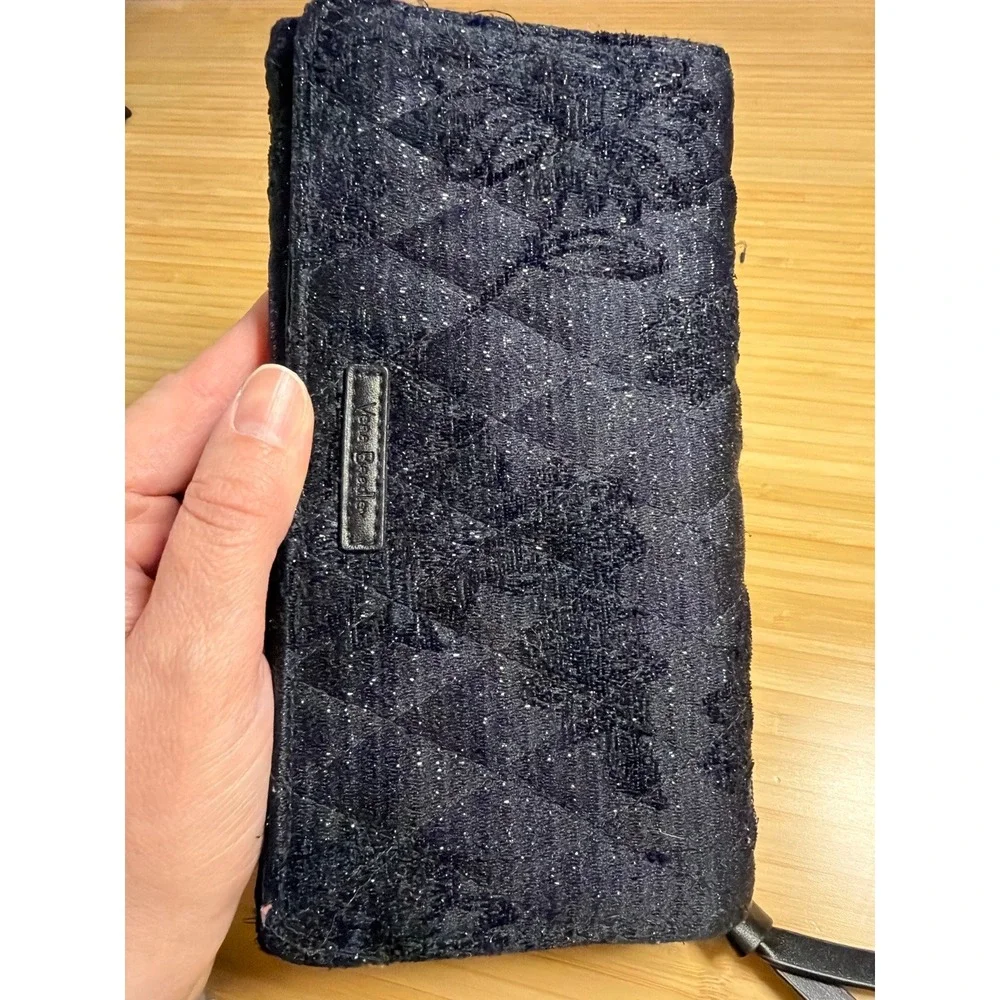 Vera Bradley Black RFID Zip Around Wallet Clutch Quilted Shimmer - Picture 10 of 10